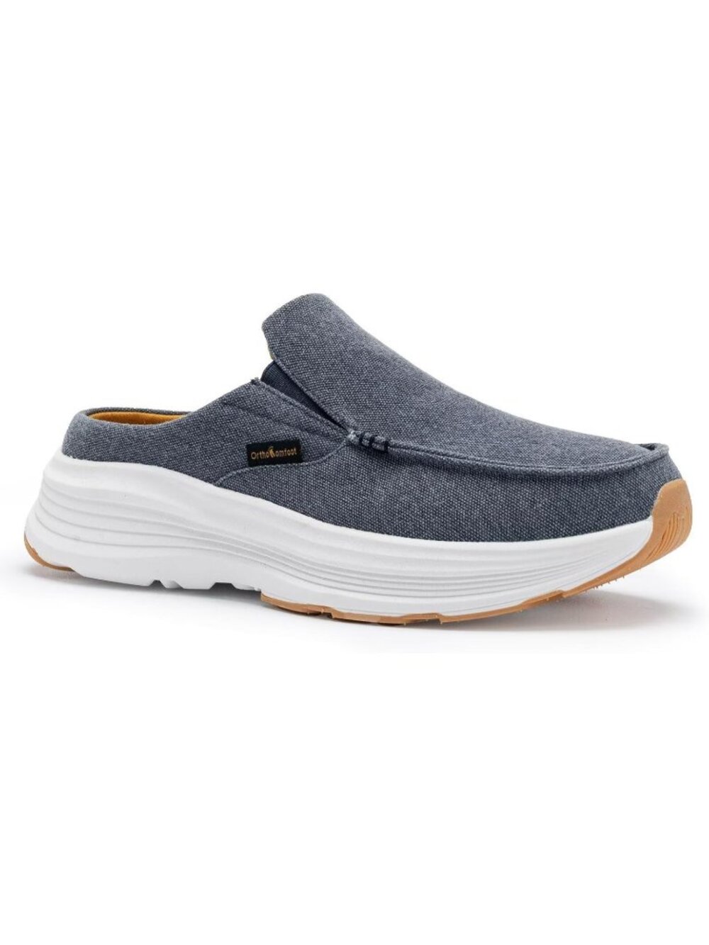 OrthoComfoot Men's Denim Rubber Slip On Loafer Comfortable Non-Slip Casual Shoes